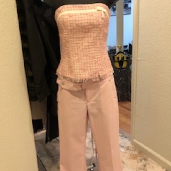 TWEED BUSTIER TOP w/MATCHING PIN STRIPED PANTS